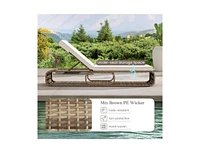7-Position Adjustable Pe Rattan Outdoor Chaise Lounge Chair