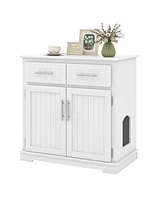 Cat Litter Box Enclosure with 2 Drawers and Double Doors