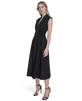 Vince Camuto Women's Cotton Zip-Front Midi Dress