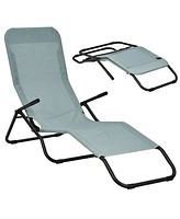 Gymax 2 Pcs Outdoor Chaise Lounge Folding Stacking Reclining Chairs