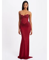 Miss Circle Women's Fatima Crystal Sleeveless Corset Mermaid Maxi Dress