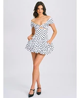 Miss Circle Women's Umika Polka Dots Bubble Hem Mini Dress