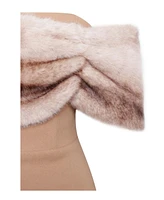 Miss Circle Women Nadira Off Shoulder Fur Trim Mini Dress