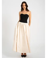 Miss Circle Women's Sana Sweetheart Lace-up Back Drop Waist Maxi Dress