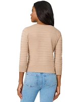 Melissa Paige Petite Textured-Stripe Cardigan Sweater