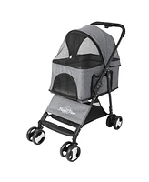 Bingopaw Detachable Pet Stroller,1-Click Fold, Breathable Mesh Windows, Shockproof Eva Wheels, 20kg Capacity w/Rain Cover