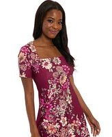 London Times Petite Short-Sleeve Floral A-Line Dress