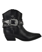Guess Women's Lansly Embellished Buckle Western Booties