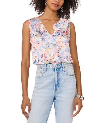 Vince Camuto Women's Floral-Print Ruffled Sleeveless Top