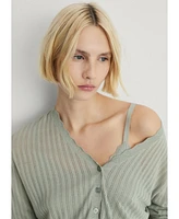 Mango Women's Openwork Detail Pajama Cardigan