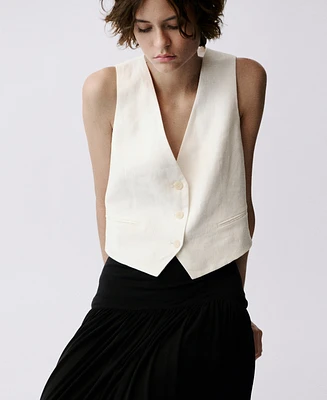 Mango Women's Linen Suit Vest