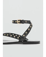 Mango Women's Die-Cut Straps Leather Sandals