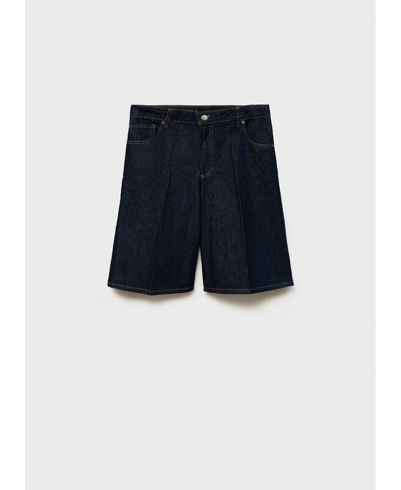 Mango Women's High Waisted Rinse Wash Bermuda Shorts