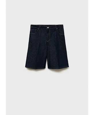 Mango Women's High Waisted Rinse Wash Bermuda Shorts
