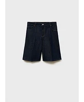Mango Women's High Waisted Rinse Wash Bermuda Shorts