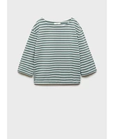 Mango Women's Woven Cotton Striped T-Shirt