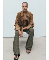 Mango Women's Straight Textured Pants