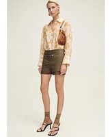 Mango Women's Multi-Position Closure Floral Shirt