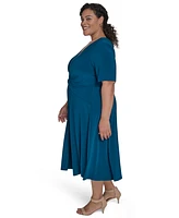Jessica Howard Plus V-Neck Jersey Midi Dress
