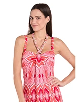 R & M Richards Women's Border-Print Sleeveless Maxi Dress
