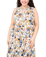 Msk Plus Printed Split-Neck Sleeveless Maxi Dress