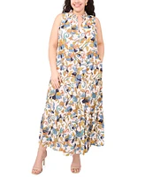 Msk Plus Printed Split-Neck Sleeveless Maxi Dress