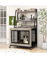 Industrial Dog Kennel Crate Furniture with Storage Shelves