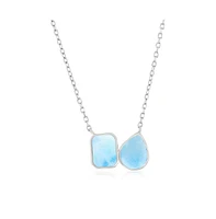 Sterling Silver Rectangle & Pearshaped Larimar Necklace