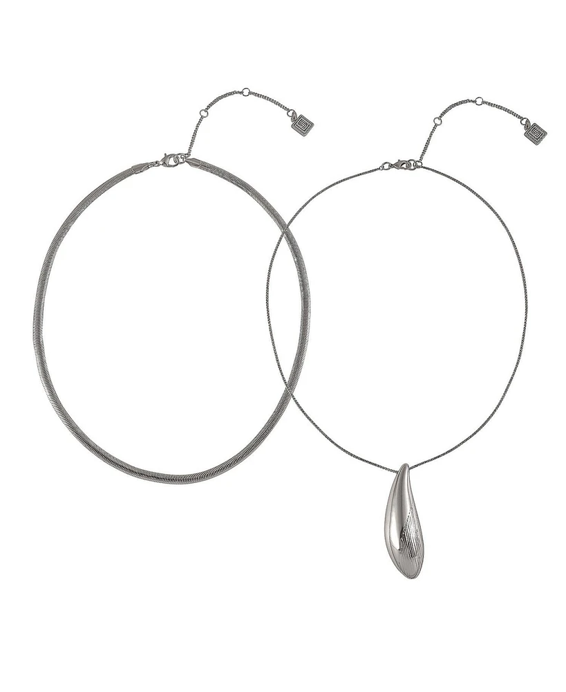 Laundry by Shelli Segal Silver Tone 2pc Pendant Necklace Set
