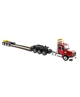 Diecast Masters 1/50 Red Western Star 49X Sb Tridem & Xl 120 Hdg Trailer w/ Single & Tandem Axle Boosters