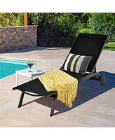 Gymax Patio Chaise Lounge Sling Armless back Adjustable Outdoor