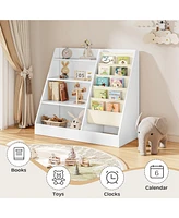 4-Tier Kids Bookshelf and Toy Storage Organizer with Anti-Tipping Kits for Safe