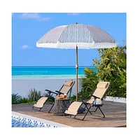 Yaheetech 9FT Patio Umbrella with Tassels 8-Rib Solar Parasol