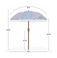 Yaheetech 9FT Patio Umbrella with Tassels 8-Rib Solar Parasol