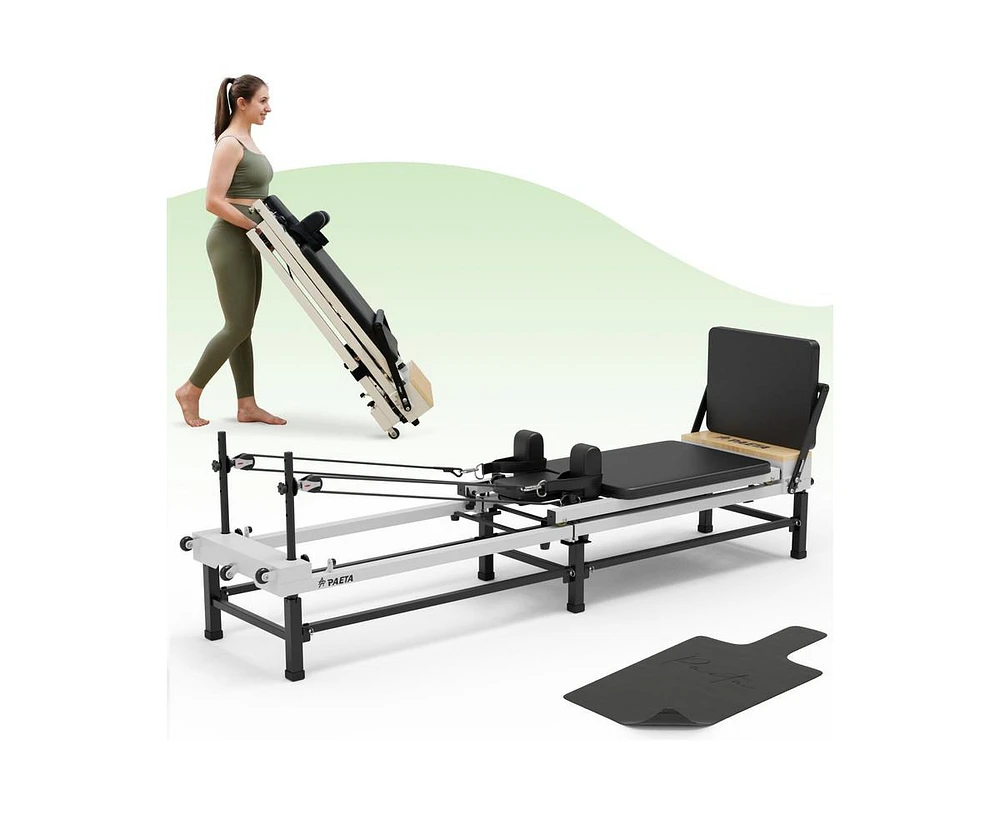 Er Kang 91" Adjustable Height Pilates Reformer – Piano Wire Springs, Jump Board, Foldable Design