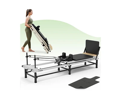 Er Kang 91" Adjustable Height Pilates Reformer – Piano Wire Springs, Jump Board, Foldable Design