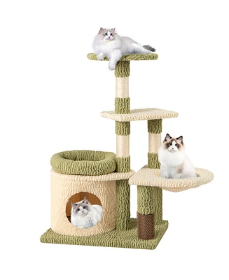 Tall Multi-Level Aesthetic Kitten Tower with Condo and Bed