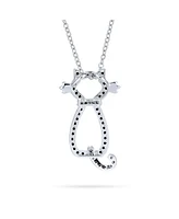 Bling Jewelry Charming Bff Black Kitty Cat Pendant Necklace Cz Pet Jewelry for Cat Lovers