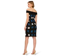 Adrianna Papell Women's Beaded Off-The-Shoulder Sheath Dress