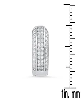 Steeltime Women's Sterling Silver and Multi-Row Simulated Diamonds Hoop Huggie Earrings