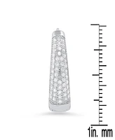 Steeltime Women's Sterling Silver and Simulated Diamonds Oval Huggie Earrings