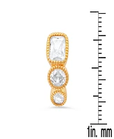 Steeltime Women's Plated Brass Simulated Diamonds Huggie Earrings