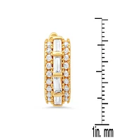 Steeltime Women's 18K Gold Plated Brass Simulated Diamonds Huggie Earrings