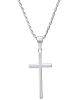 Steeltime Men's Sterling Silver Rope Chain and Cross Pendant Necklace