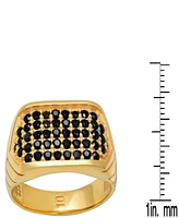 Steeltime Men's 14K Gold Plated and Sterling Silver Simulated Black Diamonds Ring