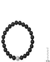 Steeltime Men's Lava Beads and Sterling Silver Bead Stretch Bracelet