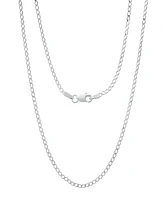 Steeltime Unisex Sterling Silver Cuban Flat Necklace