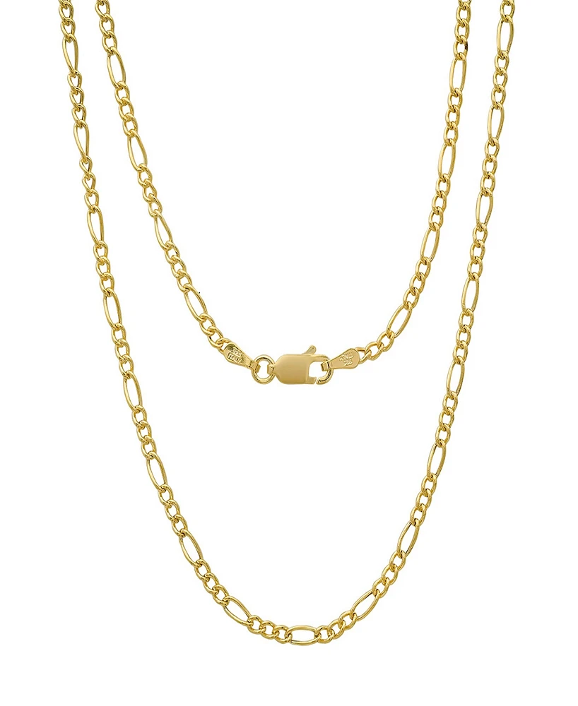 Steeltime Unisex 14K Gold Plated Figaro Hollow Necklace
