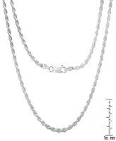 Steeltime Unisex Sterling Silver Rope Chain Necklace