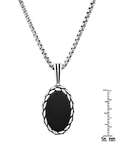 Steeltime Men's Simulated Black Onyx Oval Pendant Necklace